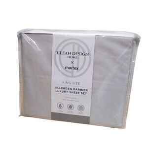 Clean Design Home X Martex Anti-Allergen 100% Cotton Sheet Set, King Bedding